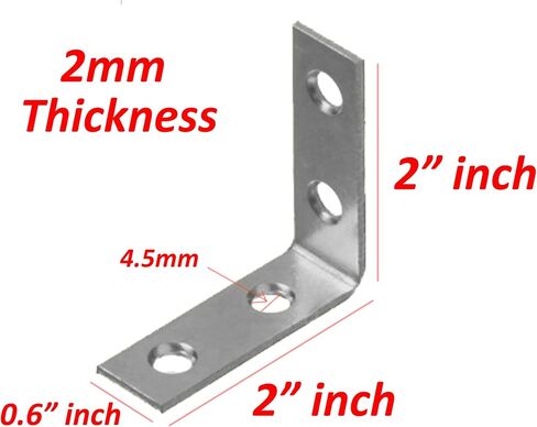 Wideskall® 2" inch Corner Brace Angle Repair Bracket Bright Brass w/Screws (Pack of 12) in Saudi Arabia