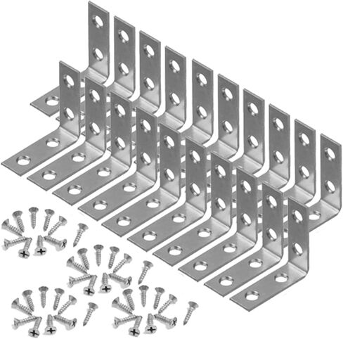 Wideskall® 2" inch Corner Brace Angle Repair Bracket Bright Brass w/Screws (Pack of 12) in Saudi Arabia