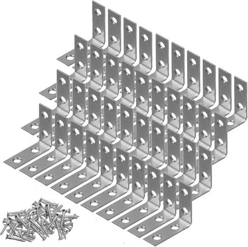 Wideskall® 2" inch Corner Brace Angle Repair Bracket Bright Brass w/Screws (Pack of 12) in Saudi Arabia