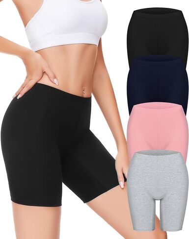 Sunm Boutique Womens Cotton Boy Shorts Underwear Anti Chafing Shorts Women Cotton Biker Shorts Women 4 Pack in Saudi Arabia