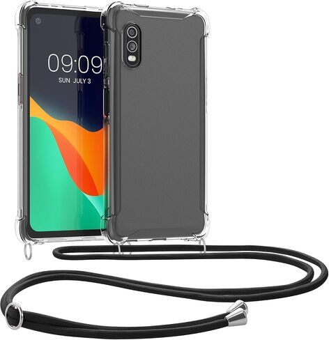 kwmobile Crossbody Case Compatible with Samsung Galaxy Xcover Pro Case - Clear TPU Phone Cover w/Lanyard Cord Strap - Transparent in Saudi Arabia