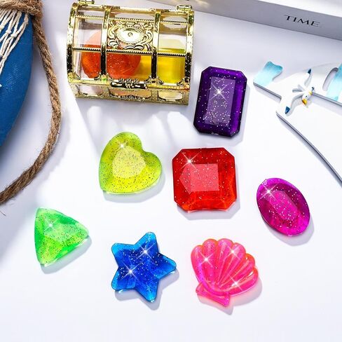 JULBEAR 8Pcs Dive Gem Pool Toys, Colorful Big Pool Gems Sinking Diving Gems Summer Swimming Underwater Pool Toys Precious Crystals Treasure with Treasure Box for Pool Beach for Kids in Kuwait