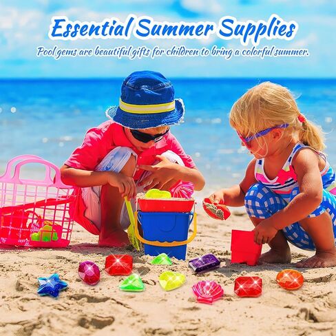 JULBEAR 8Pcs Dive Gem Pool Toys, Colorful Big Pool Gems Sinking Diving Gems Summer Swimming Underwater Pool Toys Precious Crystals Treasure with Treasure Box for Pool Beach for Kids in Kuwait