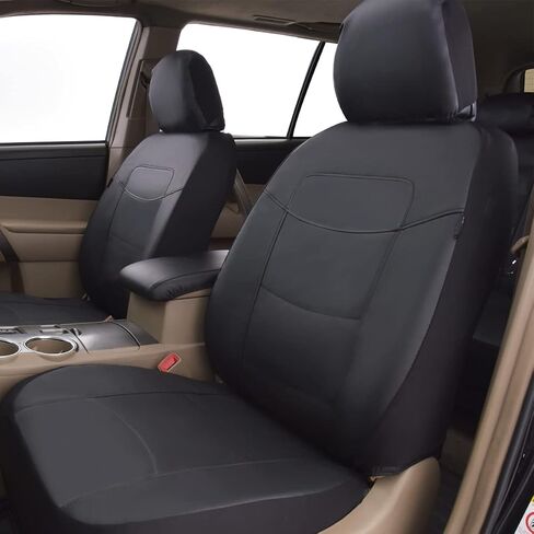 Flying Banner car seat Covers Full Set Faux Leather Water Proof Classic Rear Bench Split Truck SUV Man (Full Set, Solid Black) in Saudi Arabia