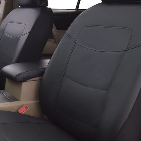 Flying Banner car seat Covers Full Set Faux Leather Water Proof Classic Rear Bench Split Truck SUV Man (Full Set, Solid Black) in Saudi Arabia