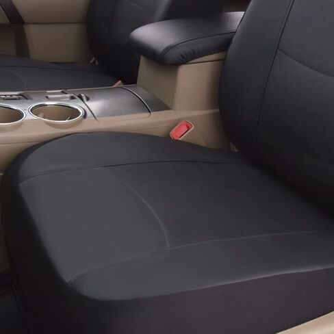 Flying Banner car seat Covers Full Set Faux Leather Water Proof Classic Rear Bench Split Truck SUV Man (Full Set, Solid Black) in Saudi Arabia