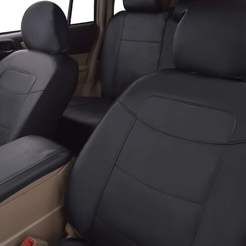 Flying Banner car seat Covers Full Set Faux Leather Water Proof Classic Rear Bench Split Truck SUV Man (Full Set, Solid Black) in Saudi Arabia