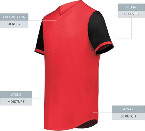 Augusta Sportswear Men's Cutter+ Full Button Baseball Jersey in Saudi Arabia