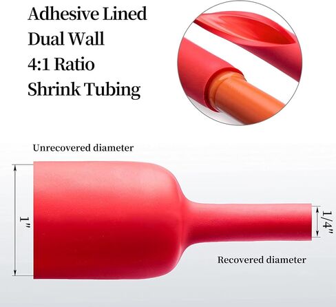 BELLA BAYS 4:1 Ratio 3/4 Inch (19.05mm) 4 Ft (1.2m) Waterproof Marine Grade Heat Shrink Tubing Roll Adhesive Lined Tube, Insulation Sealing and Oil-Proof, Red (UL, RoHS, SGS, ISO Certification) in Saudi Arabia