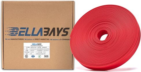 BELLA BAYS 4:1 Ratio 3/4 Inch (19.05mm) 4 Ft (1.2m) Waterproof Marine Grade Heat Shrink Tubing Roll Adhesive Lined Tube, Insulation Sealing and Oil-Proof, Red (UL, RoHS, SGS, ISO Certification) in Saudi Arabia
