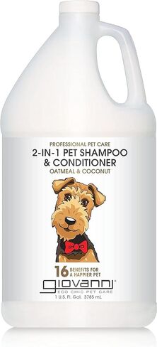 شامبو وبلسم جيوفاني الاحترافي 2 في 1 للحيوانات الأليفة - للكلاب والقطط، والشوفان وجوز الهند، يساعد على تحييد الروائح، وينظف بعمق، وينعم الحرير، ويتحكم في الكهرباء الساكنة - 128 أونصة in Kuwait