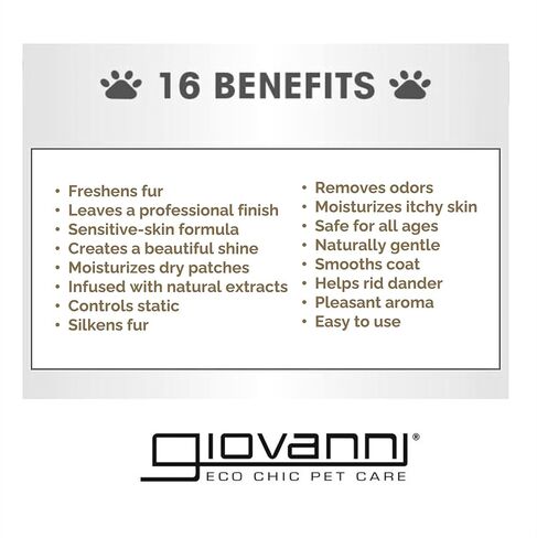 شامبو وبلسم جيوفاني الاحترافي 2 في 1 للحيوانات الأليفة - للكلاب والقطط، والشوفان وجوز الهند، يساعد على تحييد الروائح، وينظف بعمق، وينعم الحرير، ويتحكم في الكهرباء الساكنة - 128 أونصة in Kuwait