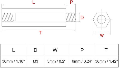 uxcell 100pcs M3 30+6mm Female Male Thread Brass Hex Standoff Spacer Screws PCB Pillar in Saudi Arabia