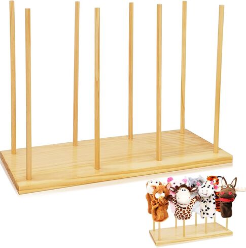 Ouvibor Wooden Puppet Stand, Education Wooden Puppet Tree Store and Display Doll Holder, Anti Crush Storage, Holds 8 Hand Puppets in Saudi Arabia