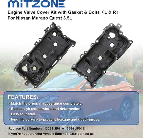 HSPSWIFTER Aluminum Valve Covers Kit with Gaskets and Bolts Compatible with 2009-2014 Nissan Murano Nissan Quest Part # 13264-JP01B 13264-JA10B in Saudi Arabia