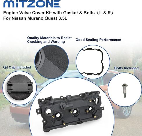 HSPSWIFTER Aluminum Valve Covers Kit with Gaskets and Bolts Compatible with 2009-2014 Nissan Murano Nissan Quest Part # 13264-JP01B 13264-JA10B in Saudi Arabia