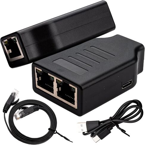 Leehitech Ethernet Splitter 1 إلى 2 Out 100 Mbps عالي السرعة RJ45 LAN Splitter Gigabit Internet Splitter for Cat 5/5e/6/7/8، يدعم جهازين يعملان في وقت واحد in Kuwait