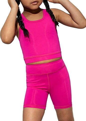 OYOANGLE Girl's 2 Piece Outfits Round Neck Sleeveless Tank Tops and Biker Shorts Sets in Saudi Arabia