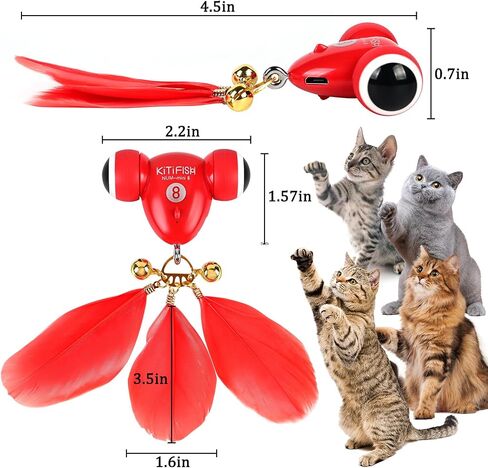QICDRTF Automatic Interactive Cat Toy - Goldfish Design with LED Light, Feather, Bell, and Auto-Sleep Feature. Self-Moving for Indoor Play - Ideal for Kittens of All Breeds. in Saudi Arabia