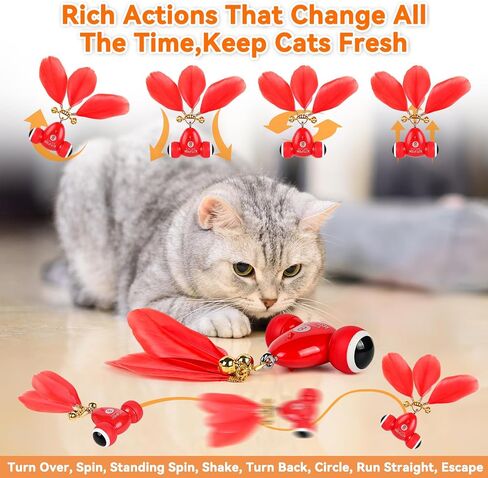 QICDRTF Automatic Interactive Cat Toy - Goldfish Design with LED Light, Feather, Bell, and Auto-Sleep Feature. Self-Moving for Indoor Play - Ideal for Kittens of All Breeds. in Saudi Arabia