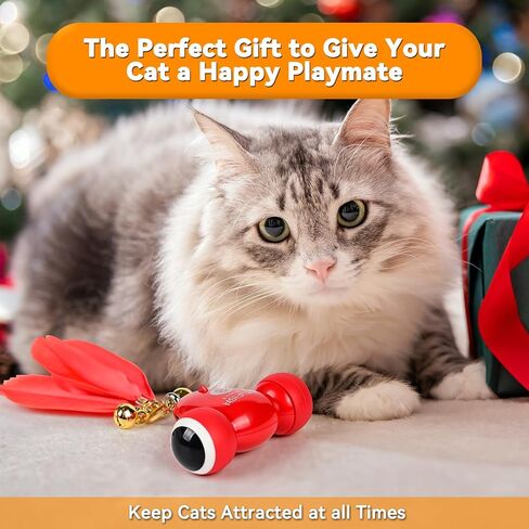 QICDRTF Automatic Interactive Cat Toy - Goldfish Design with LED Light, Feather, Bell, and Auto-Sleep Feature. Self-Moving for Indoor Play - Ideal for Kittens of All Breeds. in Saudi Arabia