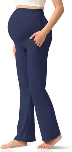 CUXFLS Women's Maternity Leggings Over The Belly Pregnancy with Pockets Yoga Pants Active Wear Tights Pants Workout in Saudi Arabia