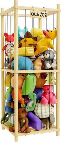 HAIDAIYA Stuffed Animal Zoo Storage Cage Wooden, 36''(3ft) Wood Large Stuffed Animal Storage Basket, Toy Storage for Big Stuffed Animals, Large Toy Chest for Kids Girls Boys Toy Organizer Holder in Saudi Arabia