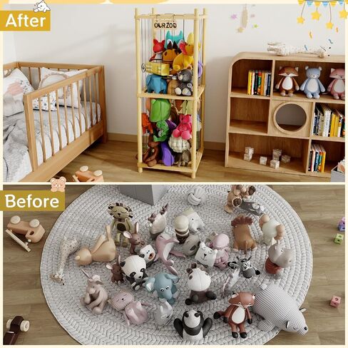 HAIDAIYA Stuffed Animal Zoo Storage Cage Wooden, 36''(3ft) Wood Large Stuffed Animal Storage Basket, Toy Storage for Big Stuffed Animals, Large Toy Chest for Kids Girls Boys Toy Organizer Holder in Saudi Arabia