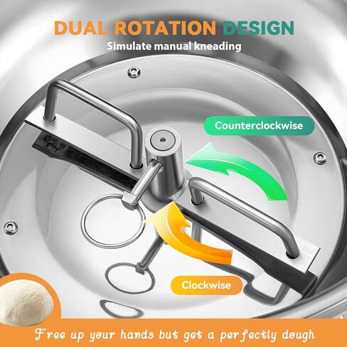 خلاط عجين تجاري من نيوهاي 18 رطل 750 وات، خلاط عجين قائم بوظيفة التوقيت ودوران مزدوج للمطاعم والمخبوزات والبيتزا (18 رطل/8 كجم) in Kuwait