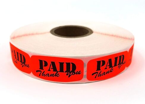 Paid Thank You Store Sticker, Fluorescent Orange Self-Adhesive Retail Merchandise Labels, 10,000 Pack in Saudi Arabia