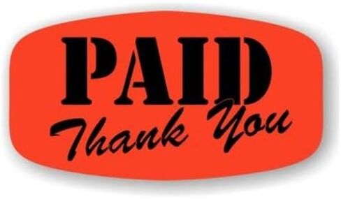 Paid Thank You Store Sticker, Fluorescent Orange Self-Adhesive Retail Merchandise Labels, 10,000 Pack in Saudi Arabia