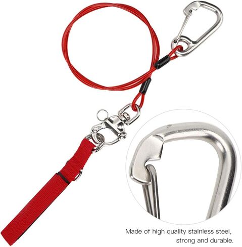 حبل أمان VGEBY Freediving Lanyard 316 Pro مشبك من الفولاذ المقاوم للصدأ مع سوار معصم للغوص آمن in Saudi Arabia