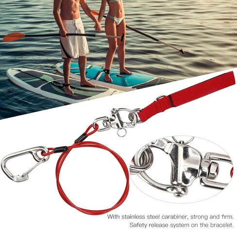 حبل أمان VGEBY Freediving Lanyard 316 Pro مشبك من الفولاذ المقاوم للصدأ مع سوار معصم للغوص آمن in Saudi Arabia