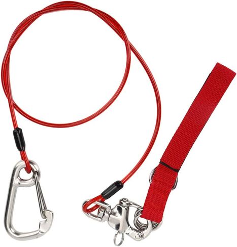 حبل أمان VGEBY Freediving Lanyard 316 Pro مشبك من الفولاذ المقاوم للصدأ مع سوار معصم للغوص آمن in Saudi Arabia