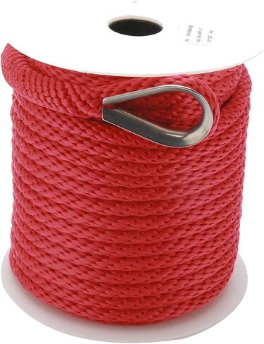 NovelBee 3/8 Inch 100Feet Premium Solid Braid MFP Anchor Line Anchor Rope with Stainless Steel Thimble (Red) in Saudi Arabia