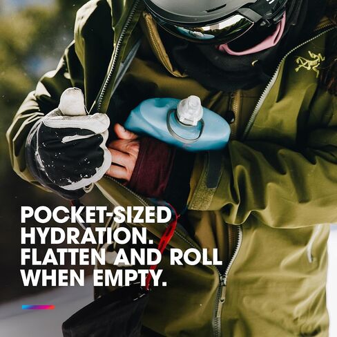 HydraPak Stow (1 لتر، 32 أونصة) - زجاجة مياه قابلة للطي - زجاجة سفر خفيفة الوزن وقابلة للتعبئة، قارورة مرنة للتزلج أو المشي لمسافات طويلة أو الدراجة أو التسلق - أخضر سوترو in Kuwait