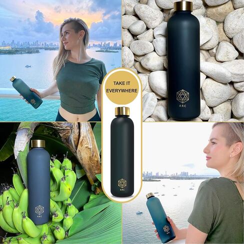 زجاجة مياه تحفيزية من ARCANA Arc مع علامة زمنية/أوقات للشرب - بلاستيك بلوري خالٍ من BPA - صالة الألعاب الرياضية، والرياضة، وفي الهواء الطلق (32oz، وردي) in Kuwait