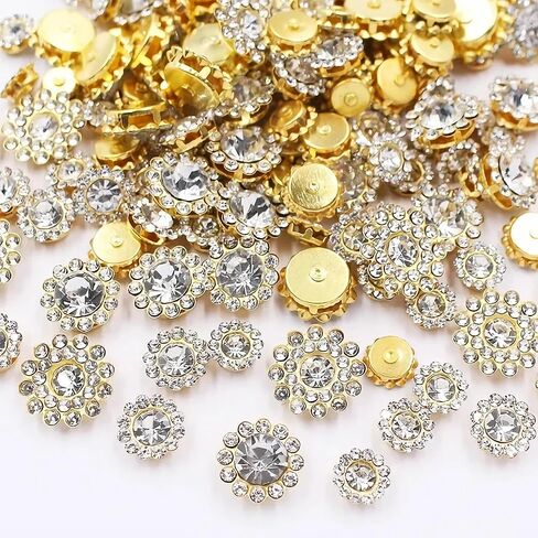 100pcs Sew on Rhinestones Crystals Glass Gems Metal Claw Mixed 8mm 10mm 12mm 14mm Sunflower Garments for Sewing Headband Jewelry Crafts Clothes Shoes Belt Accessories (00 Mixed Color) in Saudi Arabia