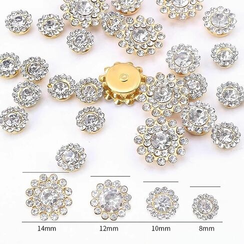 100pcs Sew on Rhinestones Crystals Glass Gems Metal Claw Mixed 8mm 10mm 12mm 14mm Sunflower Garments for Sewing Headband Jewelry Crafts Clothes Shoes Belt Accessories (00 Mixed Color) in Saudi Arabia