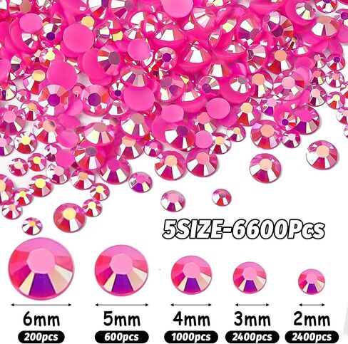 JMUQ 6600pcs Orange Resin Flatback Rhinestone for Crafting, 2mm 3mm 4mm 5mm 6mm Jelly Resin Non Hotfix Rhinestones for Tumblers, Mugs, Bottles, Makeup, Nail Art, Loose Bling Glitter Gem Stone in Saudi Arabia