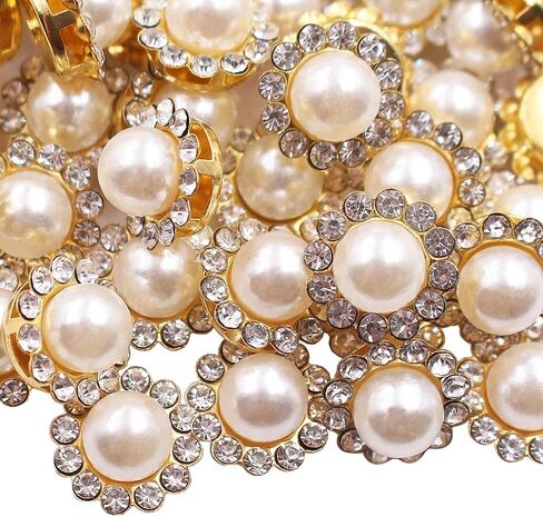 100 Pcs 12mm Flower Claw Pearl Sew On Rhinestones Gold Flatback Base Shiny Crystals Rhinestones Stones for Wedding Clothing Dress Shoes Crafts Decoration (01 Mixed) in Saudi Arabia
