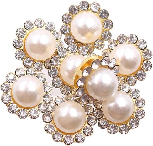 100 Pcs 12mm Flower Claw Pearl Sew On Rhinestones Gold Flatback Base Shiny Crystals Rhinestones Stones for Wedding Clothing Dress Shoes Crafts Decoration (01 Mixed) in Saudi Arabia
