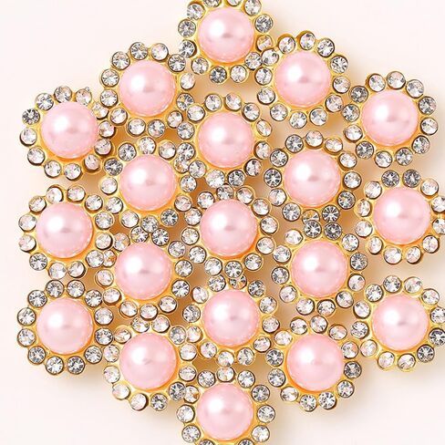 100 Pcs 12mm Flower Claw Pearl Sew On Rhinestones Gold Flatback Base Shiny Crystals Rhinestones Stones for Wedding Clothing Dress Shoes Crafts Decoration (01 Mixed) in Saudi Arabia
