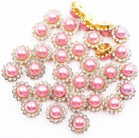100 Pcs 12mm Flower Claw Pearl Sew On Rhinestones Gold Flatback Base Shiny Crystals Rhinestones Stones for Wedding Clothing Dress Shoes Crafts Decoration (01 Mixed) in Saudi Arabia