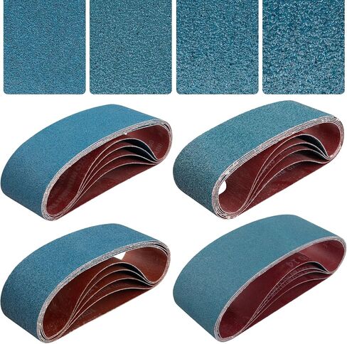 Tanzfrosch 3x21 Inch Belt Sander Sanding Belts Kit 20 Pcs (5 Each of 40/60/80/120 Grits), Zirconia Belt Sander Paper Sanding Belts for Wood, Metal, Cars, and Furniture, 20-Pack in Saudi Arabia