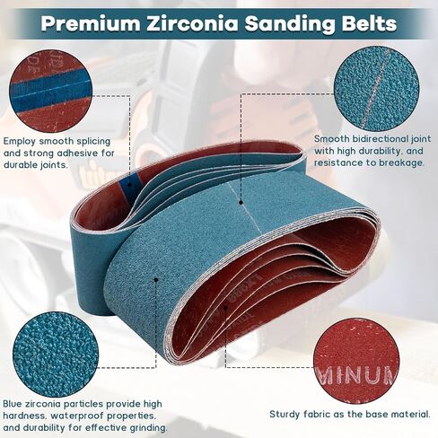 Tanzfrosch 3x21 Inch Belt Sander Sanding Belts Kit 20 Pcs (5 Each of 40/60/80/120 Grits), Zirconia Belt Sander Paper Sanding Belts for Wood, Metal, Cars, and Furniture, 20-Pack in Saudi Arabia