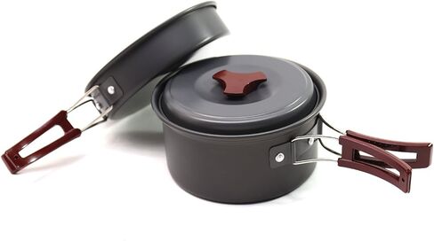 مجموعة أدوات الطبخ من VINQLIQ® للتخييم وإشعال النار، مجموعة معدات الطبخ للمطبخ، خفيفة الوزن، ومتينة، أوعية وعاء، معدات الظهر للاستخدام في الهواء الطلق، وحقائب الظهر، والمشي لمسافات طويلة، والنزهة (10 قطع) in Kuwait