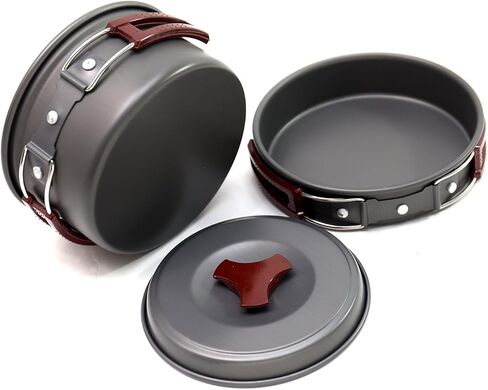 مجموعة أدوات الطبخ من VINQLIQ® للتخييم وإشعال النار، مجموعة معدات الطبخ للمطبخ، خفيفة الوزن، ومتينة، أوعية وعاء، معدات الظهر للاستخدام في الهواء الطلق، وحقائب الظهر، والمشي لمسافات طويلة، والنزهة (10 قطع) in Kuwait