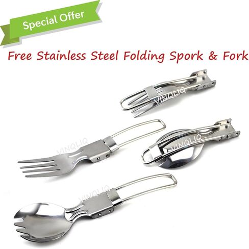 مجموعة أدوات الطبخ من VINQLIQ® للتخييم وإشعال النار، مجموعة معدات الطبخ للمطبخ، خفيفة الوزن، ومتينة، أوعية وعاء، معدات الظهر للاستخدام في الهواء الطلق، وحقائب الظهر، والمشي لمسافات طويلة، والنزهة (10 قطع) in Kuwait