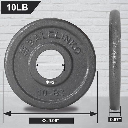 لوحة وزن من الحديد الزهر مقاس 2 بوصة من Balelinko لتدريبات القوة ورفع الأثقال وتمارين كروس فيت، مجموعة من قطعتين، 10 رطل، رمادي in Kuwait